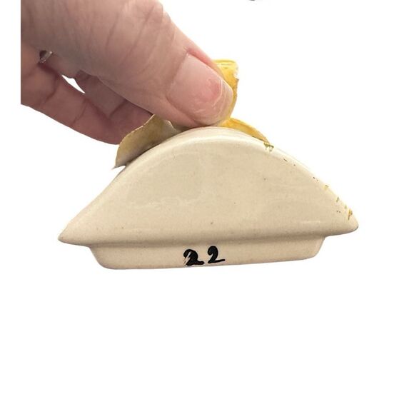 Vintage Italian Lamb Soup Tureen,Spoon Hand-Painted Yellow Mimosa Mid-Century - Picture 7 of 12